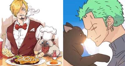 海賊王：如果草帽一夥也養貓，魯夫把它喂成胖子，香吉士教它當廚師